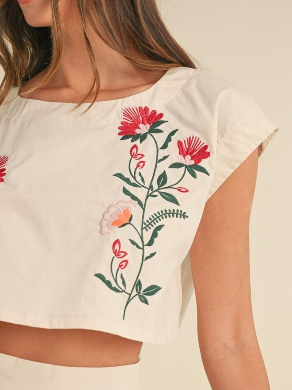 Floral Embroidery Boho Dress Set - Sleeveless Tank Top & Loose Fit Skirt - Picture 5 of 6